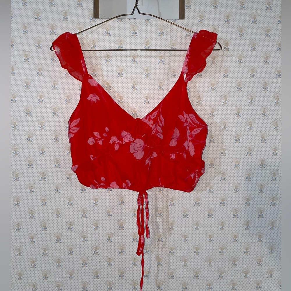 Showpo Red Floral Crop Top‎